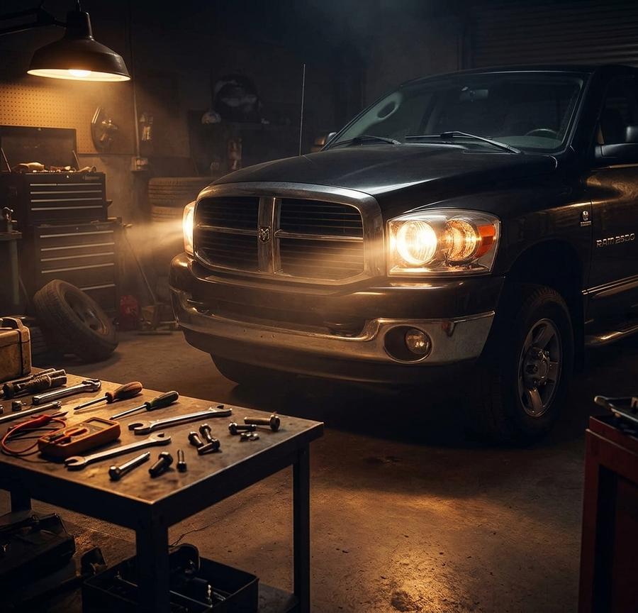 ADCARLIGHTS on Dodge Ram 1500 in garage setting